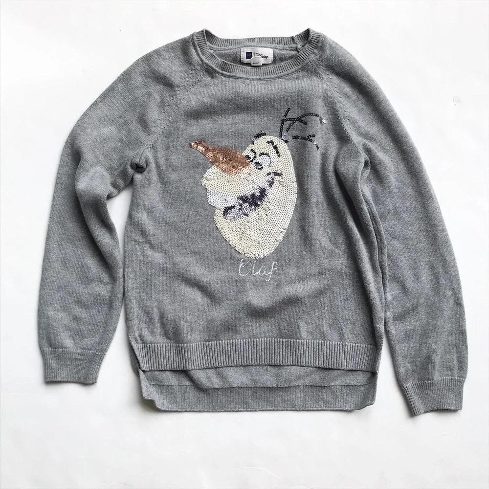 Gapkids Disney Olaf sequin knit sweater EUC XL/12Y